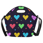 Colourful Hearts - Neoprene Lunch Bag/Large (Model 1669) One Size Neoprene Lunch Bag Love Printed Offshore