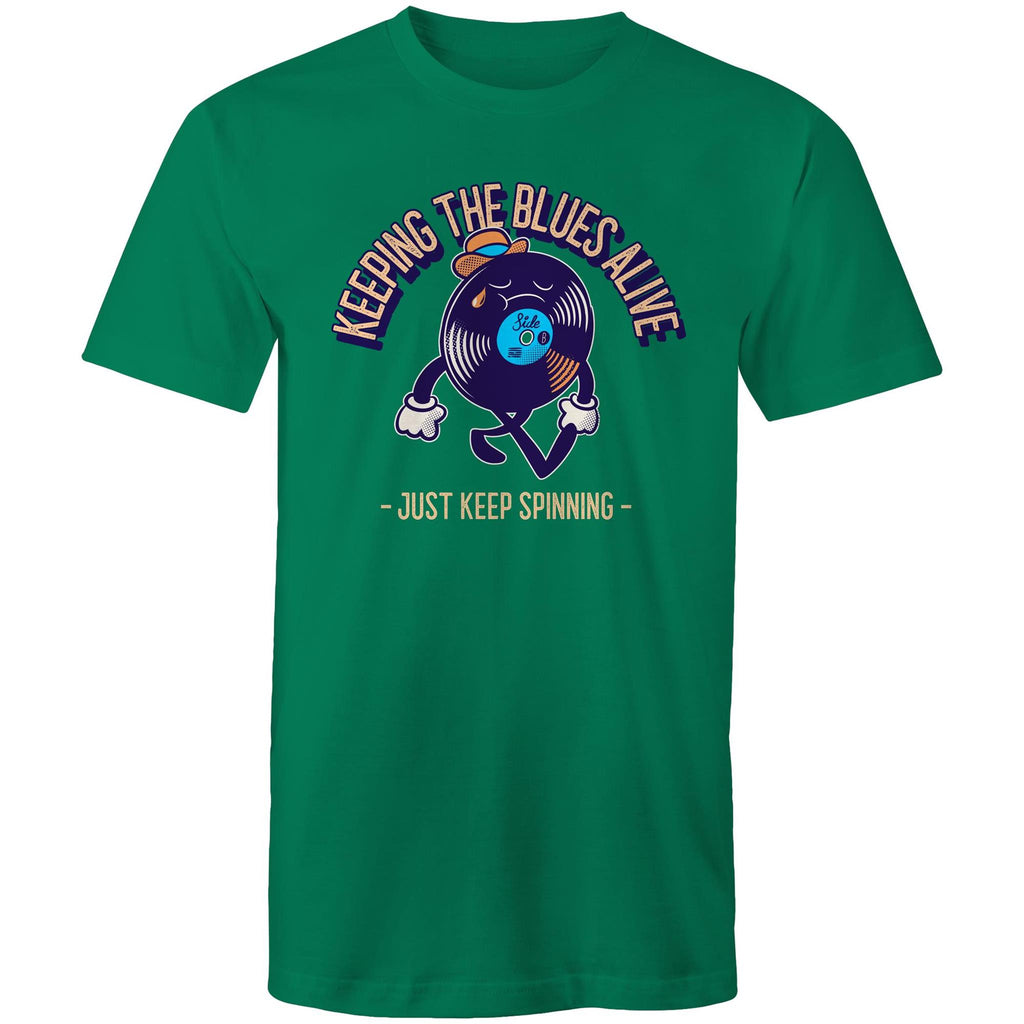 Keeping The Blues Alive - Mens T-Shirt Kelly Green Mens T-shirt Music Printed In Australia