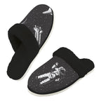 Astronaut In Space Men's Fur Trim Thick-Sole Indoor Slippers 2XL Men's Fur Trimmed Slippers Printed Offshore Space