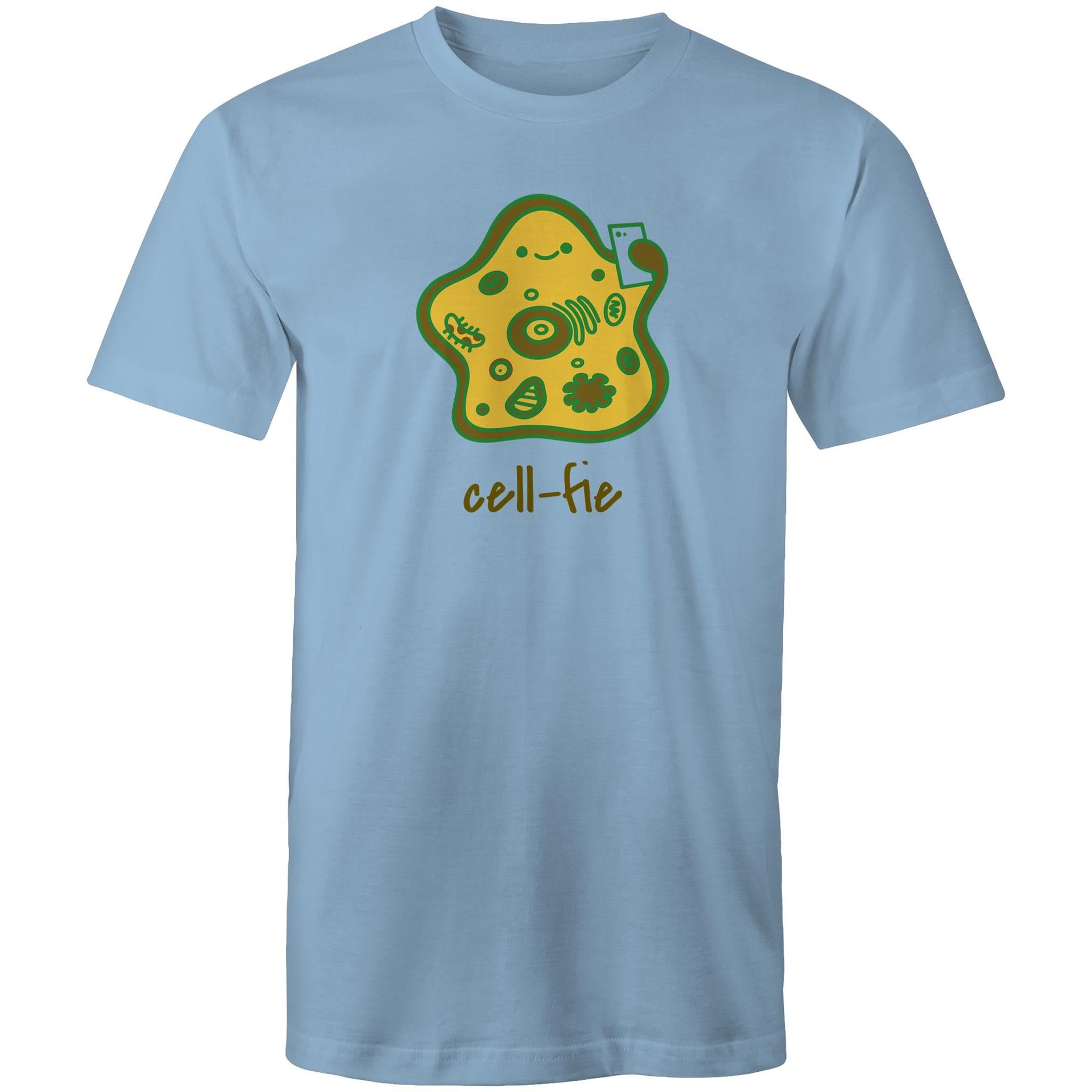Cell-fie, Cell, Selfie - Mens T-Shirt Carolina Blue Mens T-shirt Printed In Australia Science