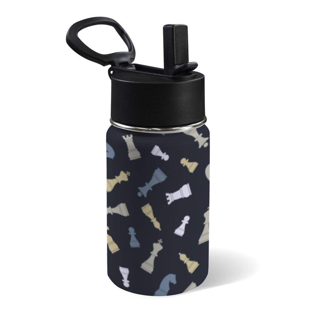 Chess Pattern 12oz Kids Water Bottle with Straw Lid