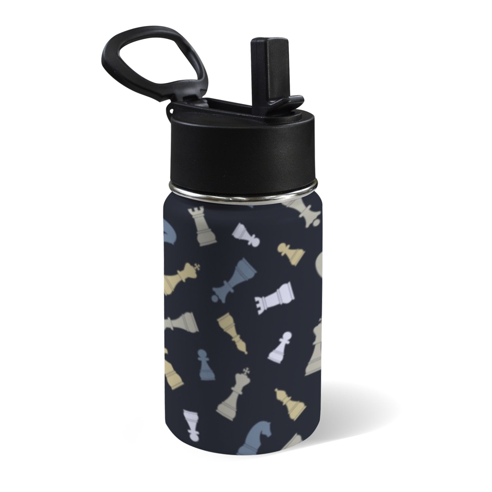 Chess Pattern 12oz Kids Water Bottle with Straw Lid