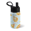 Pizzas On Blue 12oz Kids Water Bottle with Straw Lid