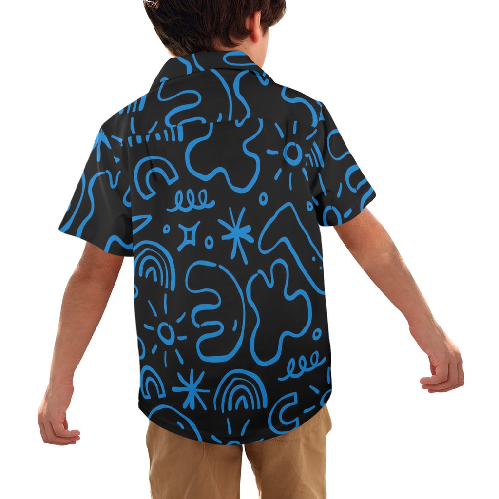 Blue Squiggle - Junior Kids Hawaiian Shirt