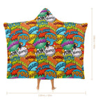 Comic Book 2 Kids Hooded Blanket 100cm x 130cm Kids Hooded Blanket comic Printed Offshore