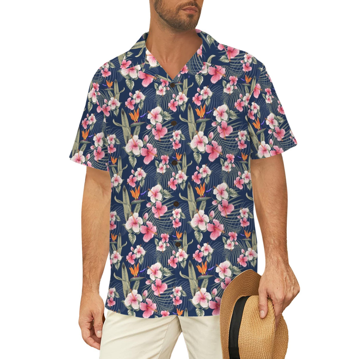 Dark Hawaiian Floral Men's Hawaiian Shirt (Model T87)