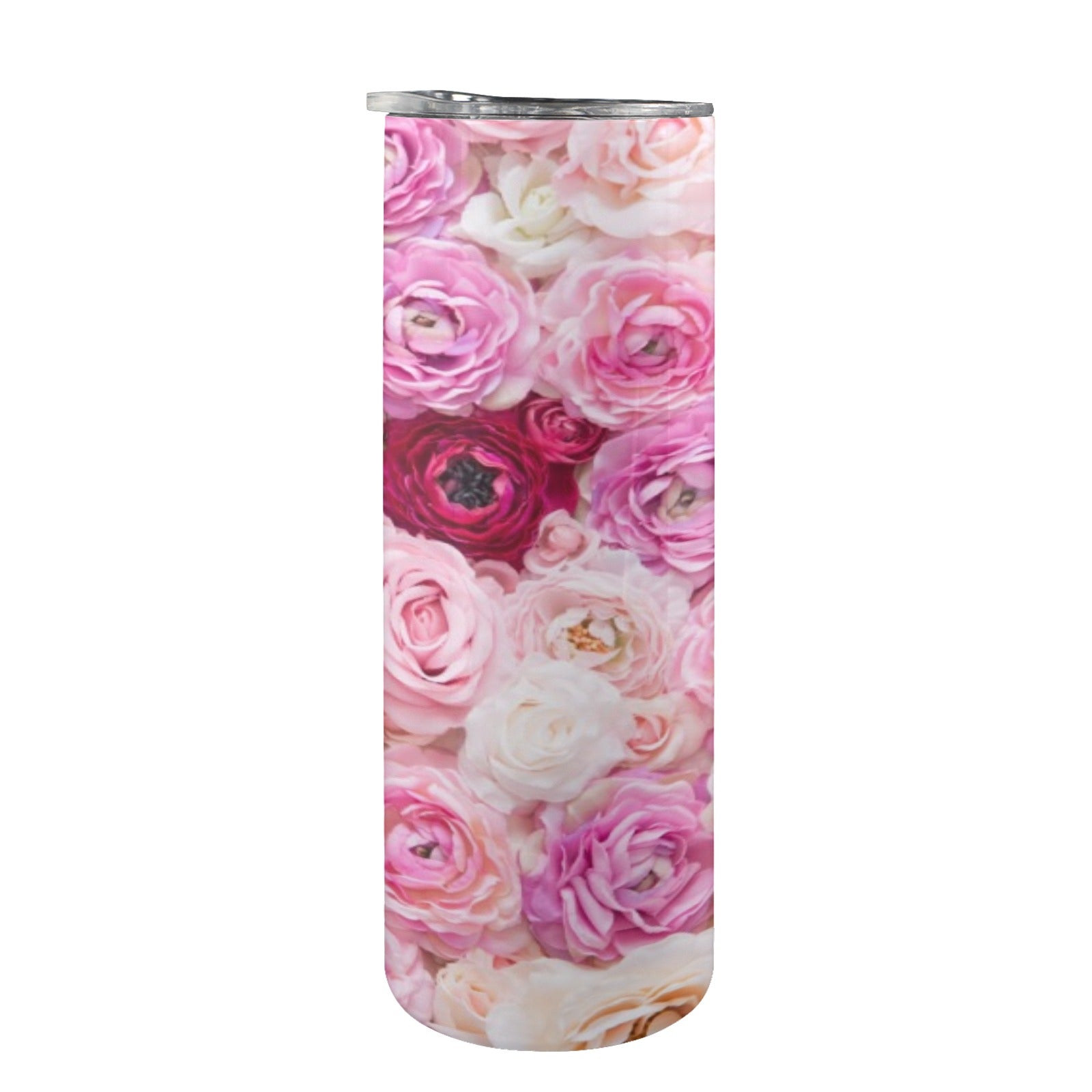 Pink Flowers 20oz Tall Skinny Tumbler with Lid and Straw