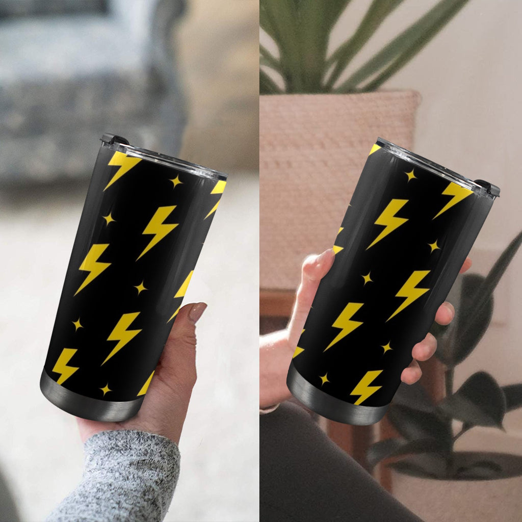 Yellow Lightning - 20oz Mobile Tumbler with Lid (Black Lock) 20oz Travel Mug comic Printed Offshore