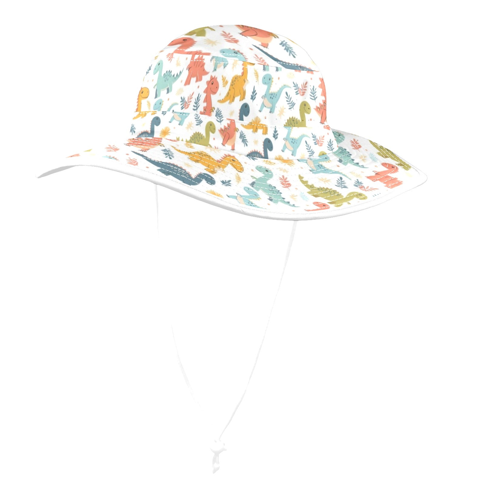 Cute Colourful Dinosaurs - Wide Brim Bucket Hat Wide Brim Bucket Hat animal Printed Offshore