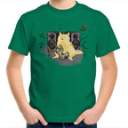 Cat Bass Player - Kids Youth T-Shirt Kelly Green Kids Youth T-shirt animal Music Printed In Australia