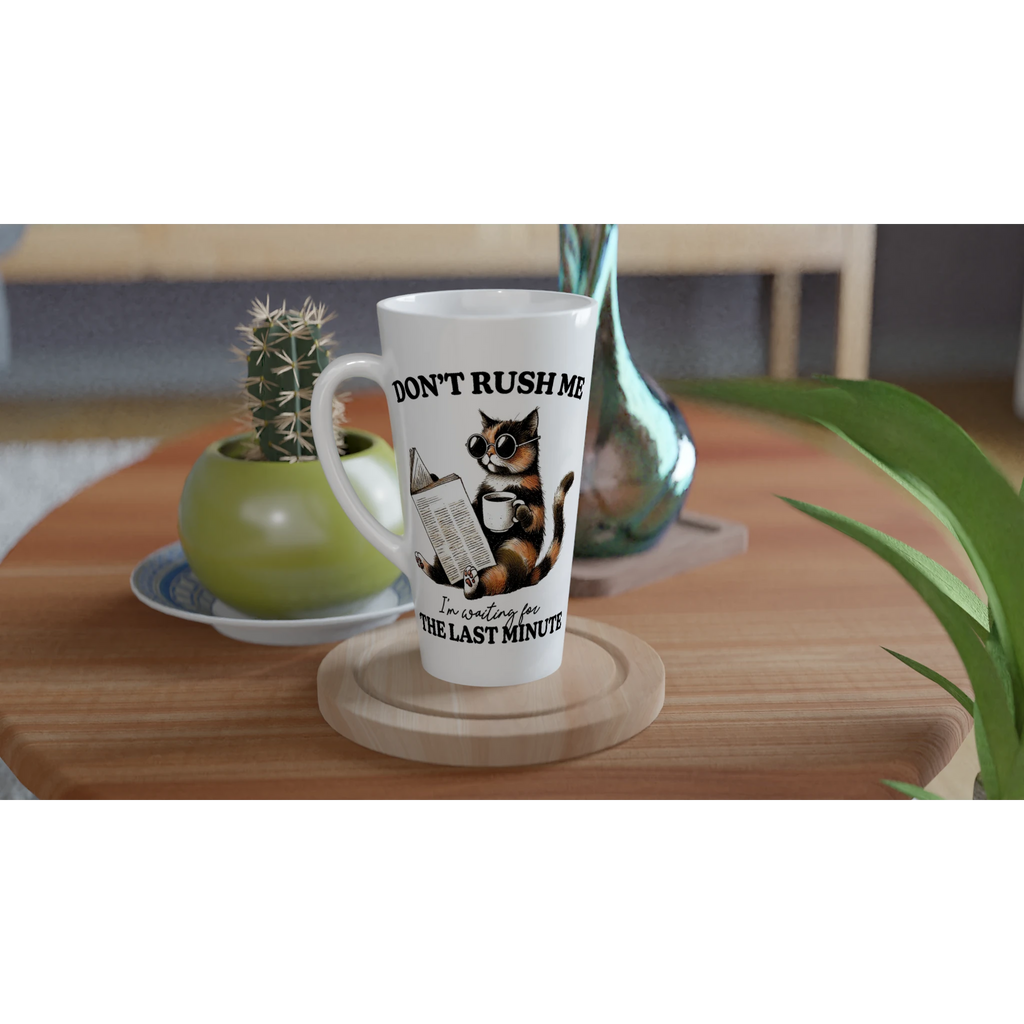 Personalise - Don't Rush Me, Cat - White Latte 17oz Ceramic Mug Personalised Latte Mug animal Globally Fulfilled