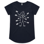 Ow! Everything Hurts Stick Figure Women's AS Colour Scoop Neck T-Shirt Navy Womens Scoop Neck T-shirt Printed In Australia