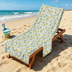 Delicate Frangipani Beach Chair Towel Cover with Side Pockets