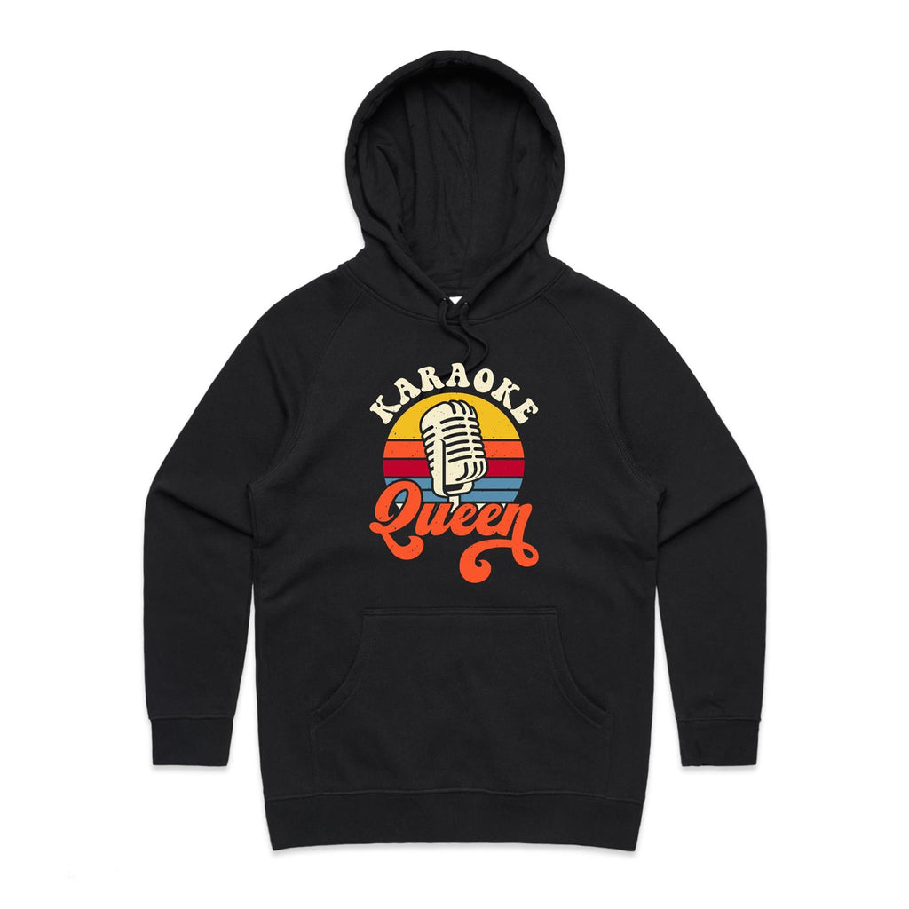 Karaoke Queen - Womens Hoodie Black Womens Hoodie Music Printed In Australia