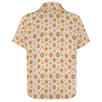 Orange Flowers Women's Collared Pocketless Short Sleeve Shirt