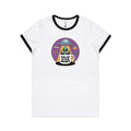 Coffee, Alien, UFO, Take Me To Your Brewer AS Colour Women's Ringer Tee White Black Womens Ringer T-shirt Coffee Printed In Australia Sci Fi