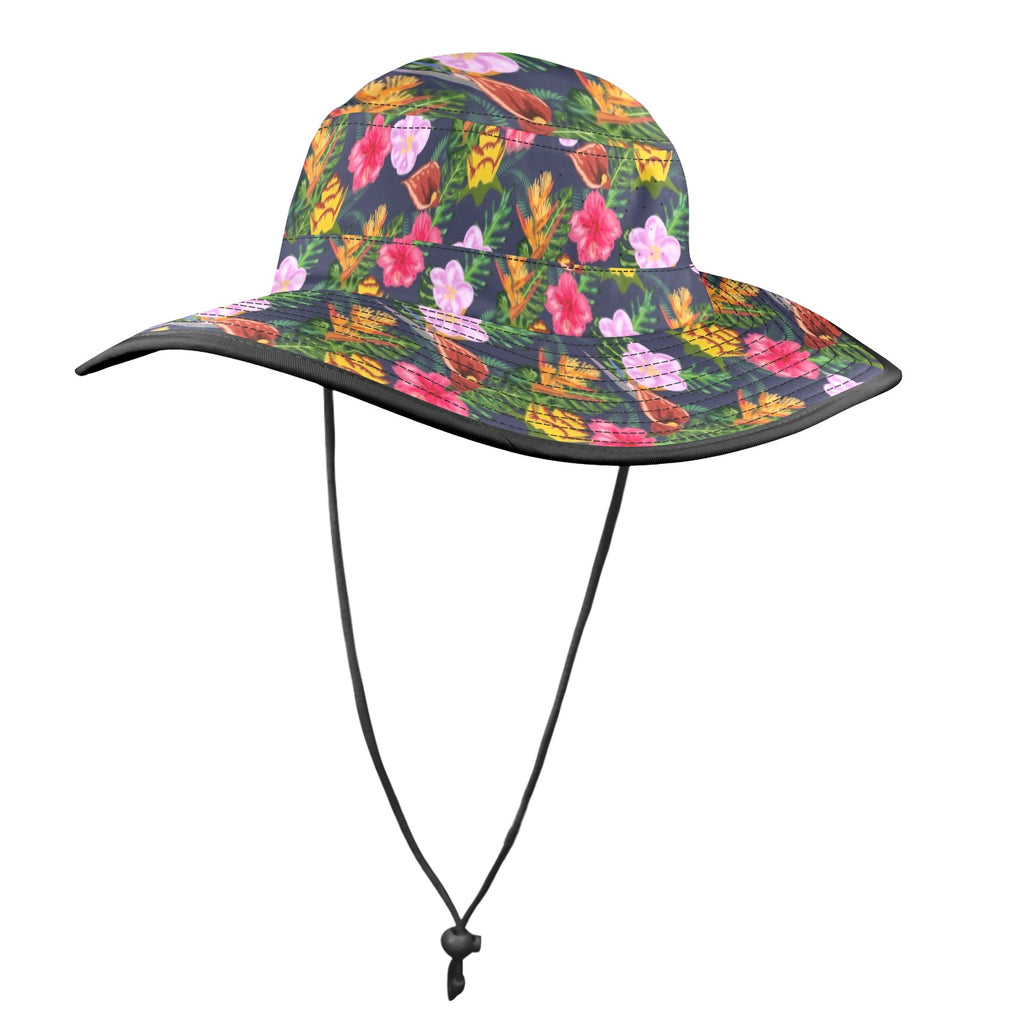 Tropical Floral Wide Brim Bucket Hat Wide Brim Bucket Hat Plants Printed Offshore