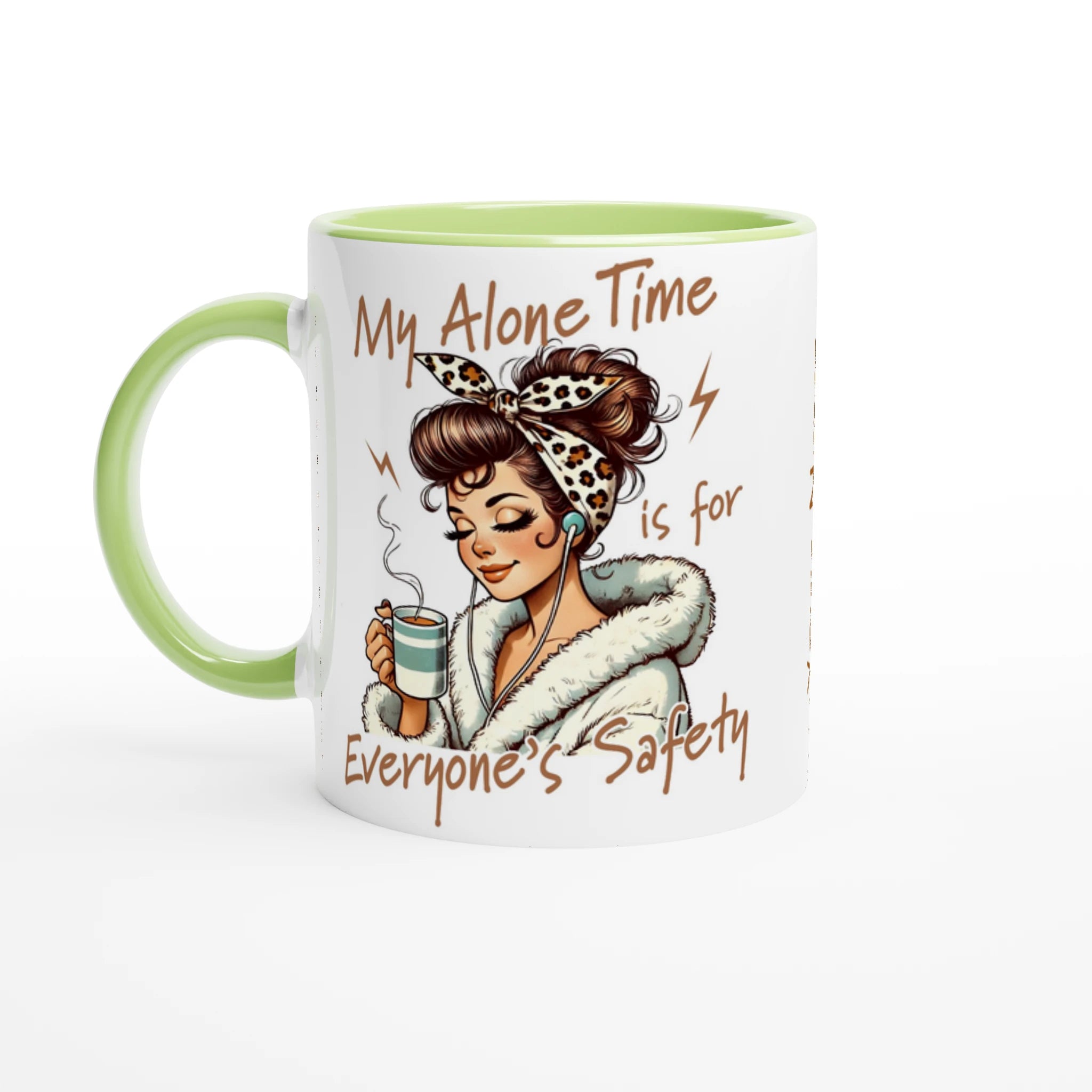 Personalised My Alone Time Is For Everyone's Safety 11oz Ceramic Mug Ceramic Green Personalised 11oz Mug Globally Fulfilled