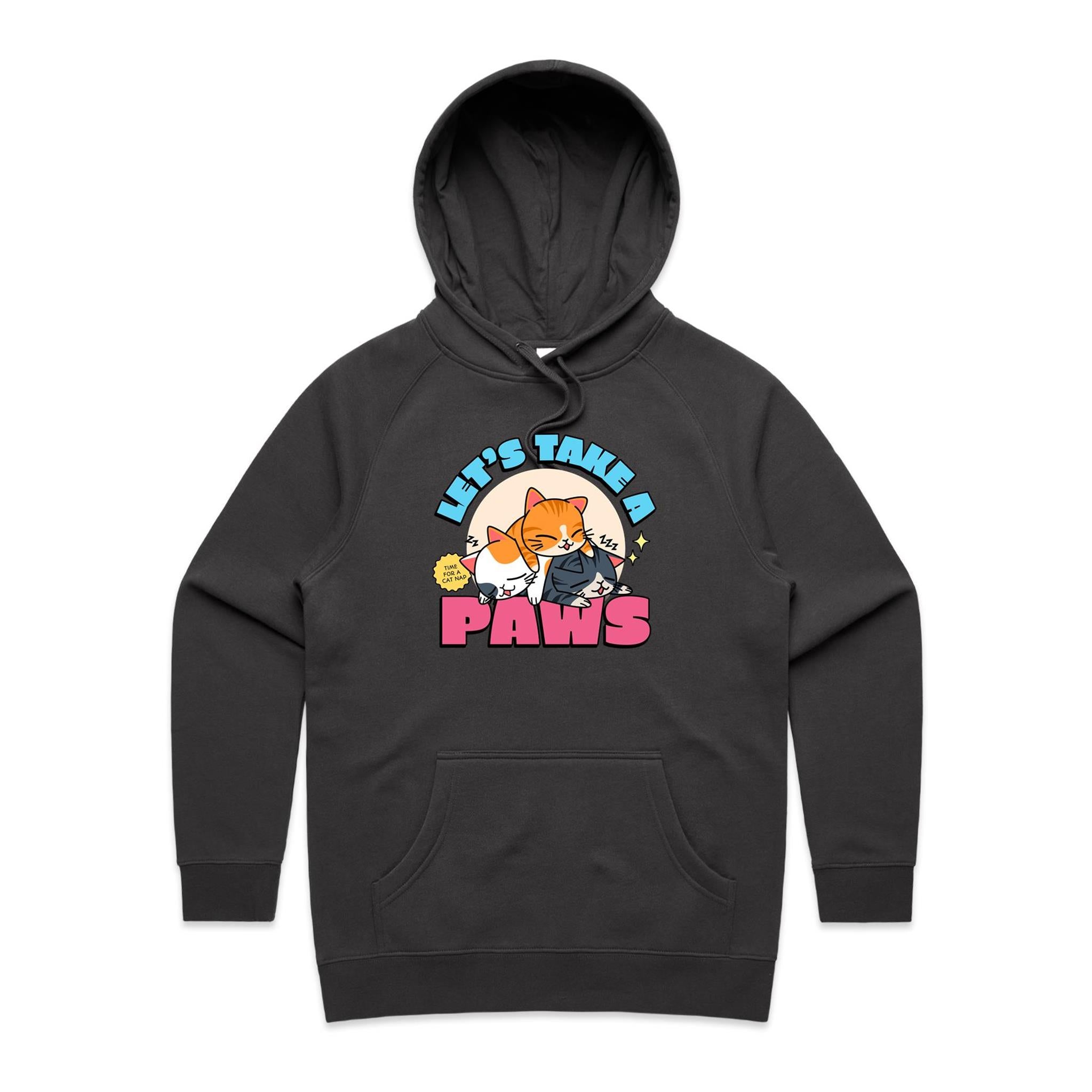 Let's Take A Paws, Kittens - Womens Hoodie Coal Womens Hoodie animal Printed In Australia