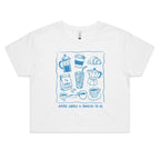 Maybe Coffee Is Addicted To Me Women's AS Colour Crop Tee White Coffee Printed In Australia