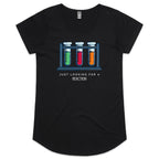 Test Tubes, Just Looking For A Reaction - Womens Scoop Neck T-Shirt Black Womens Scoop Neck T-shirt Printed In Australia Science