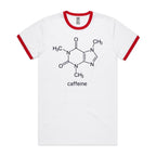 Caffeine Molecule - Staple Ringer Tee White Red Ringer T-Shirt Coffee Printed In Australia Science