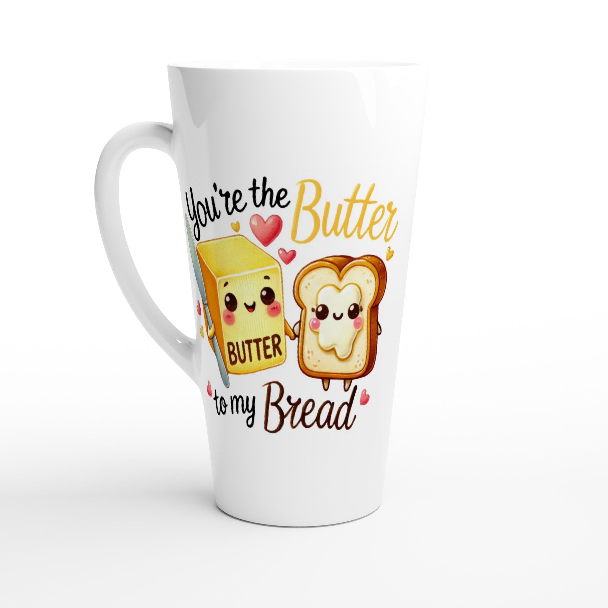 You're The Butter To My Bread, Valentine - White Latte 17oz Ceramic Mug Default Title Latte Mug Food Globally Fulfilled Love