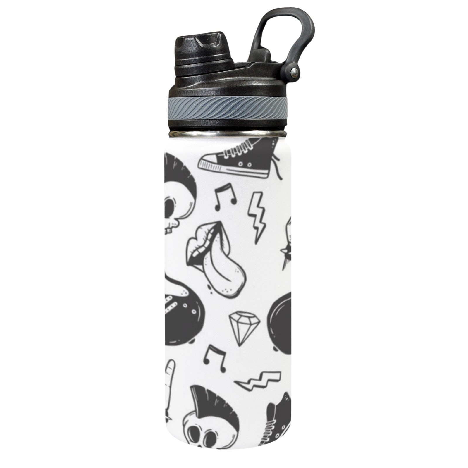 Rock Music - Insulated Water Bottle with Dual-Use Lid (18oz) One Size Insulated Water Bottle with Dual-Use Lid (18oz) Music Printed Offshore