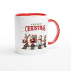 Fab Four, Merry Christmas - White 11oz Ceramic Mug with Color Inside Christmas Colour Mug Christmas Globally Fulfilled
