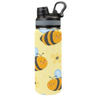 Bright Bees - Insulated Water Bottle with Dual-Use Lid (18oz) One Size Insulated Water Bottle with Dual-Use Lid (18oz) animal Printed Offshore