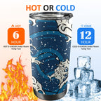 Waves - 20oz Mobile Tumbler with Lid (Black Lock) 20oz Travel Mug Printed Offshore Surf