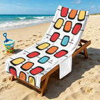 Retro Shapes Beach Chair Towel Cover with Side Pockets