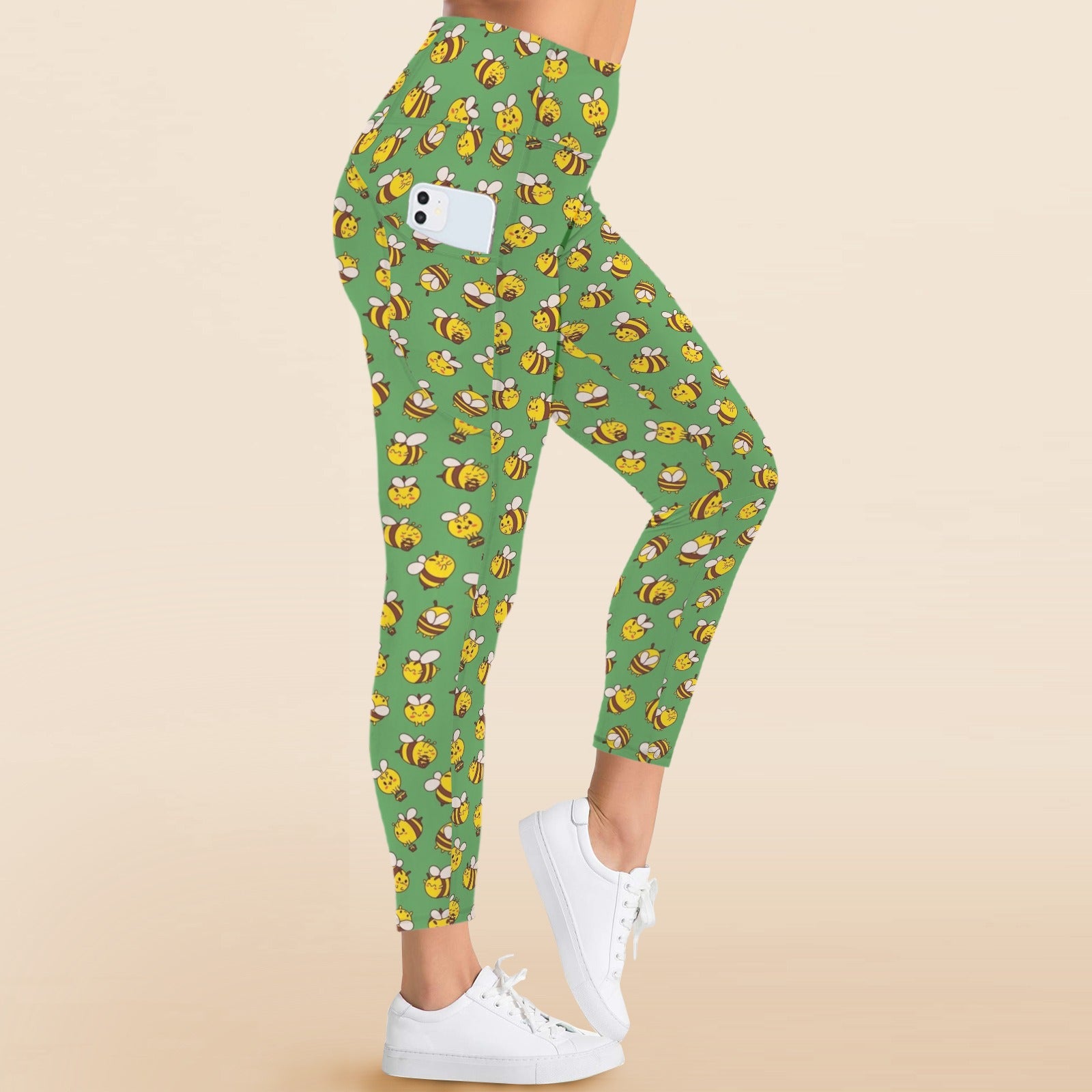 Busy Bees Women's High Waist Pockets Yoga Leggings