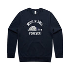 Rock And Roll Forever - AS Colour Stencil Crew Navy Sweatshirt Music Printed In Australia