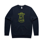 Alien Abduction - AS Colour Stencil Crew Sweatshirt Navy Sweatshirt Printed In Australia Sci Fi