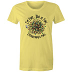 Tangled Christmas Lights, I'm Fine, This Is Fine, Everything Is Fine - Womens T-shirt Yellow Womens Christmas T-shirt Christmas Printed In Australia