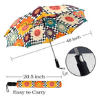 Happy Retro Flowers - Semi-Automatic Foldable Umbrella (Model U12) Semi-Automatic Foldable Umbrella (U12)