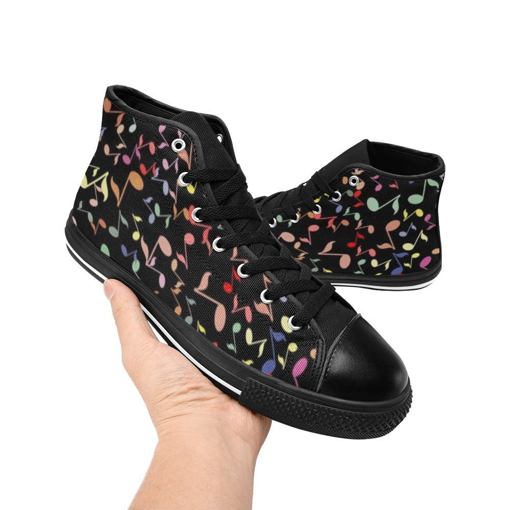 Quavers, Music Notes - Women's High Top Canvas Shoes