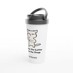 Personalised First I Drink The Coffee Then I Do The Things, Cat White 15oz Stainless Steel Travel Mug Personalised Travel Mug animal Coffee Customise Globally Fulfilled Personalise