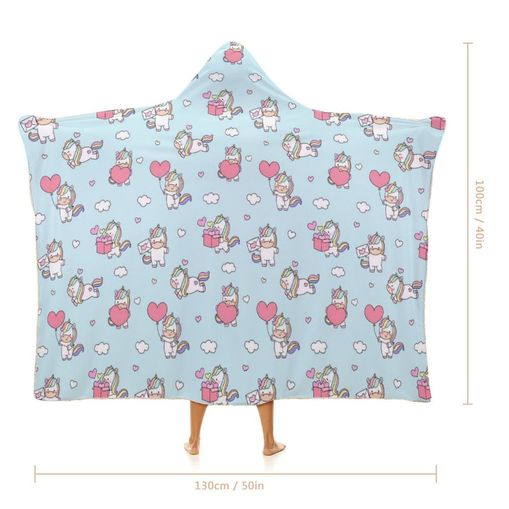 Rainbow Unicorn Kids Hooded Blanket 100cm x 130cm