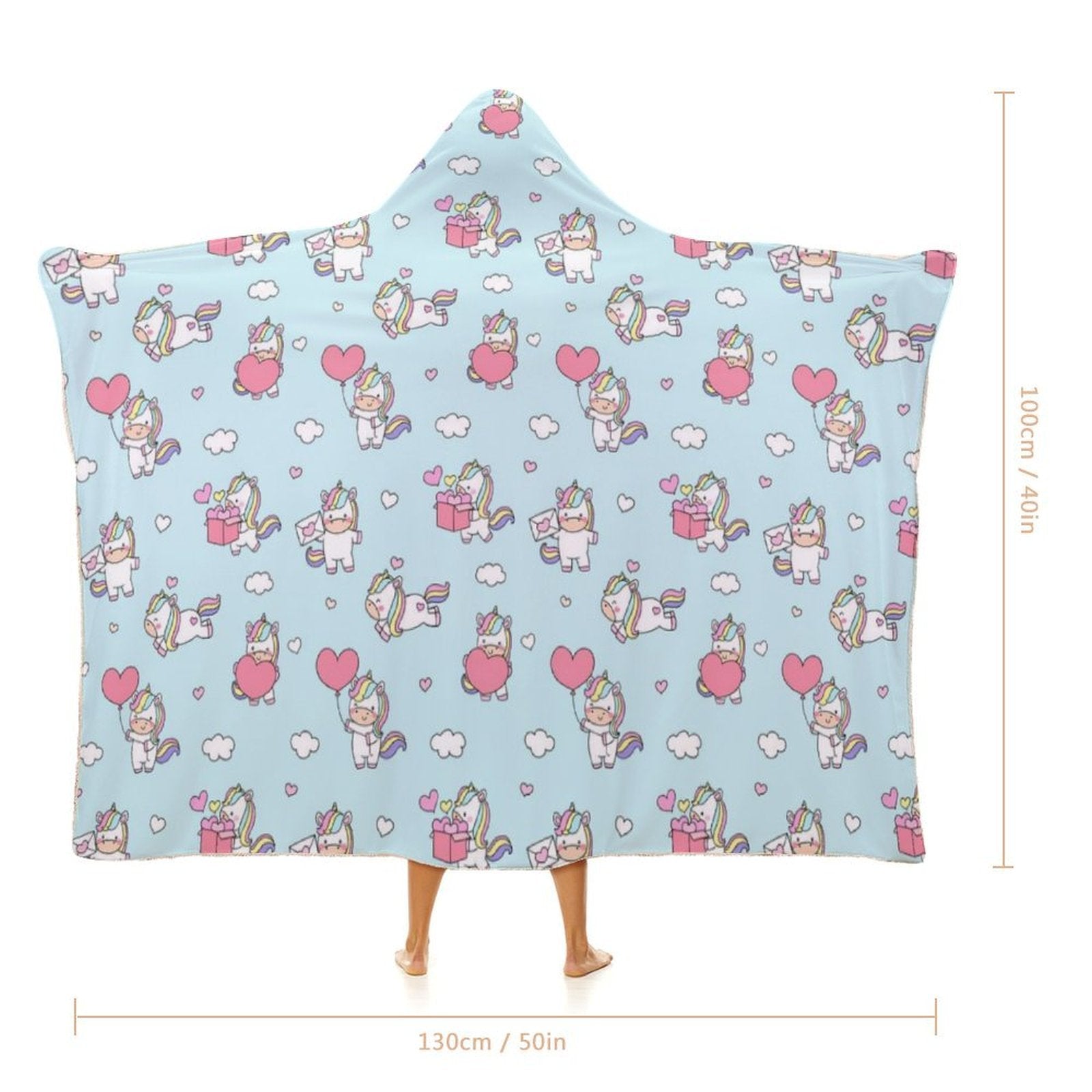 Rainbow Unicorn Kids Hooded Blanket 100cm x 130cm
