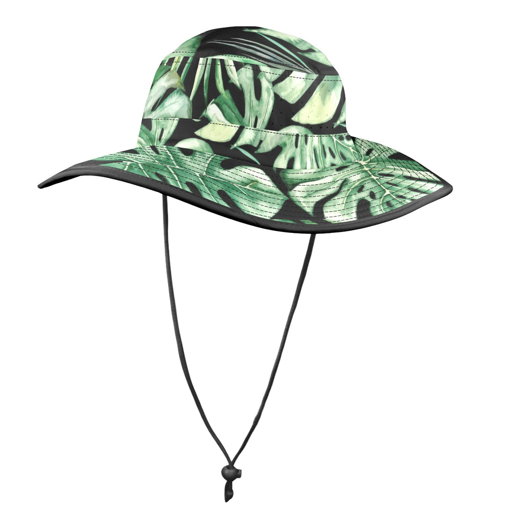 Jungle Leaves Wide Brim Bucket Hat Wide Brim Bucket Hat Plants Printed Offshore