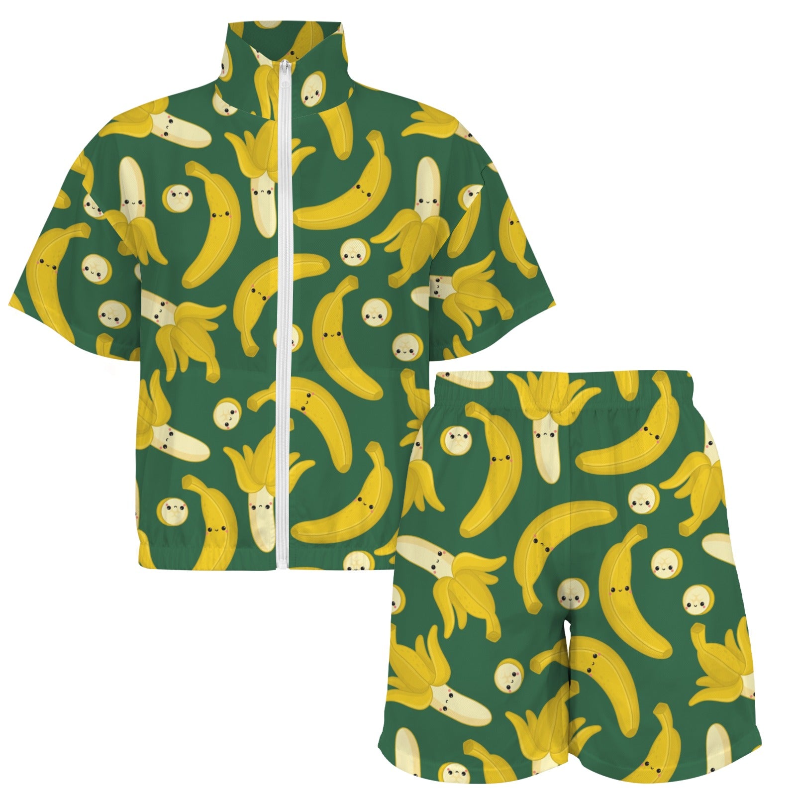 Happy Bananas Women's Windbreaker Short Set Women's Windbreaker Short Set Food Printed Offshore