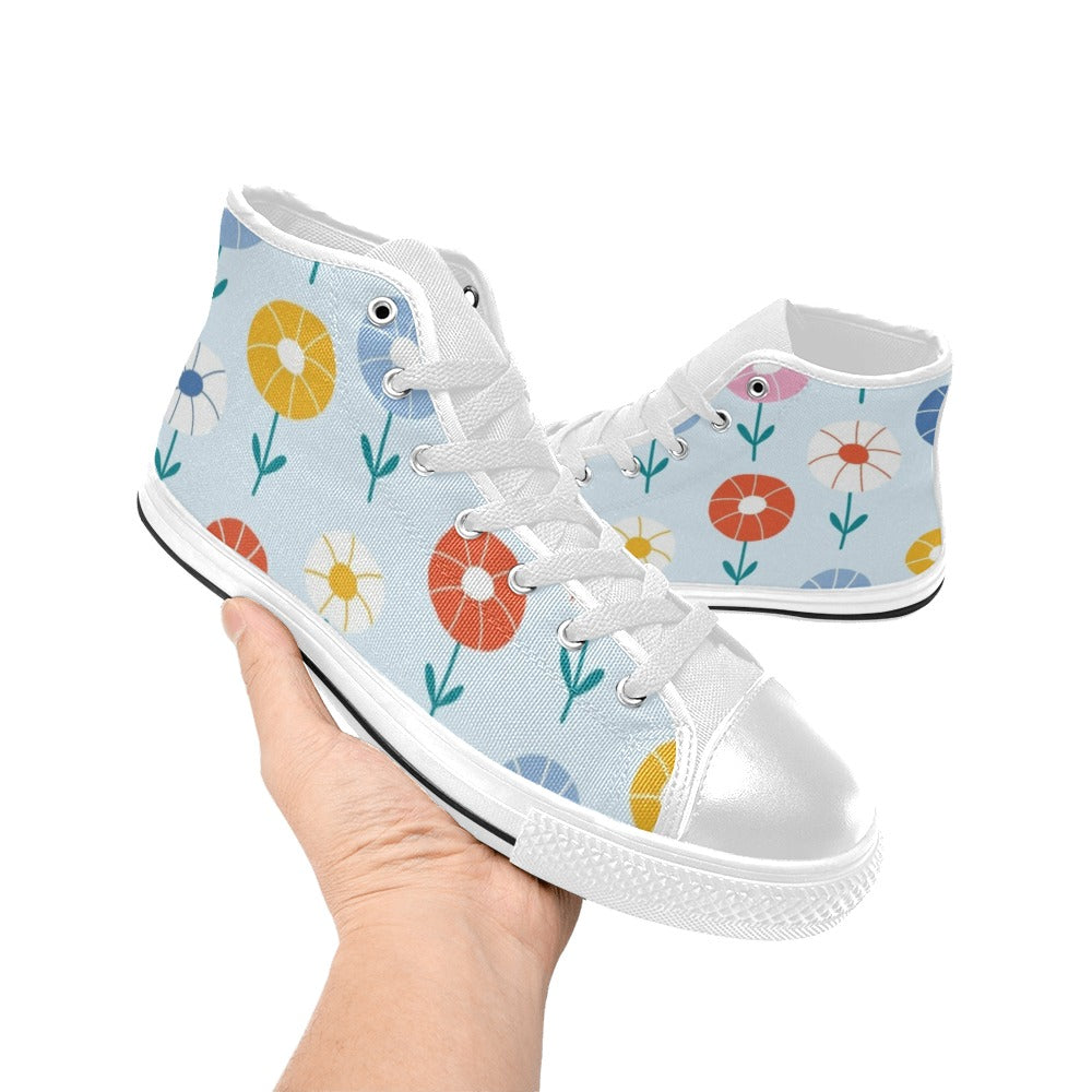 Abstract Cute Flowers Men's High Top Canvas Shoes Men's Classic High Top Canvas Shoes Plants Printed Offshore