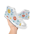 Abstract Cute Flowers Men's High Top Canvas Shoes Men's Classic High Top Canvas Shoes Plants Printed Offshore