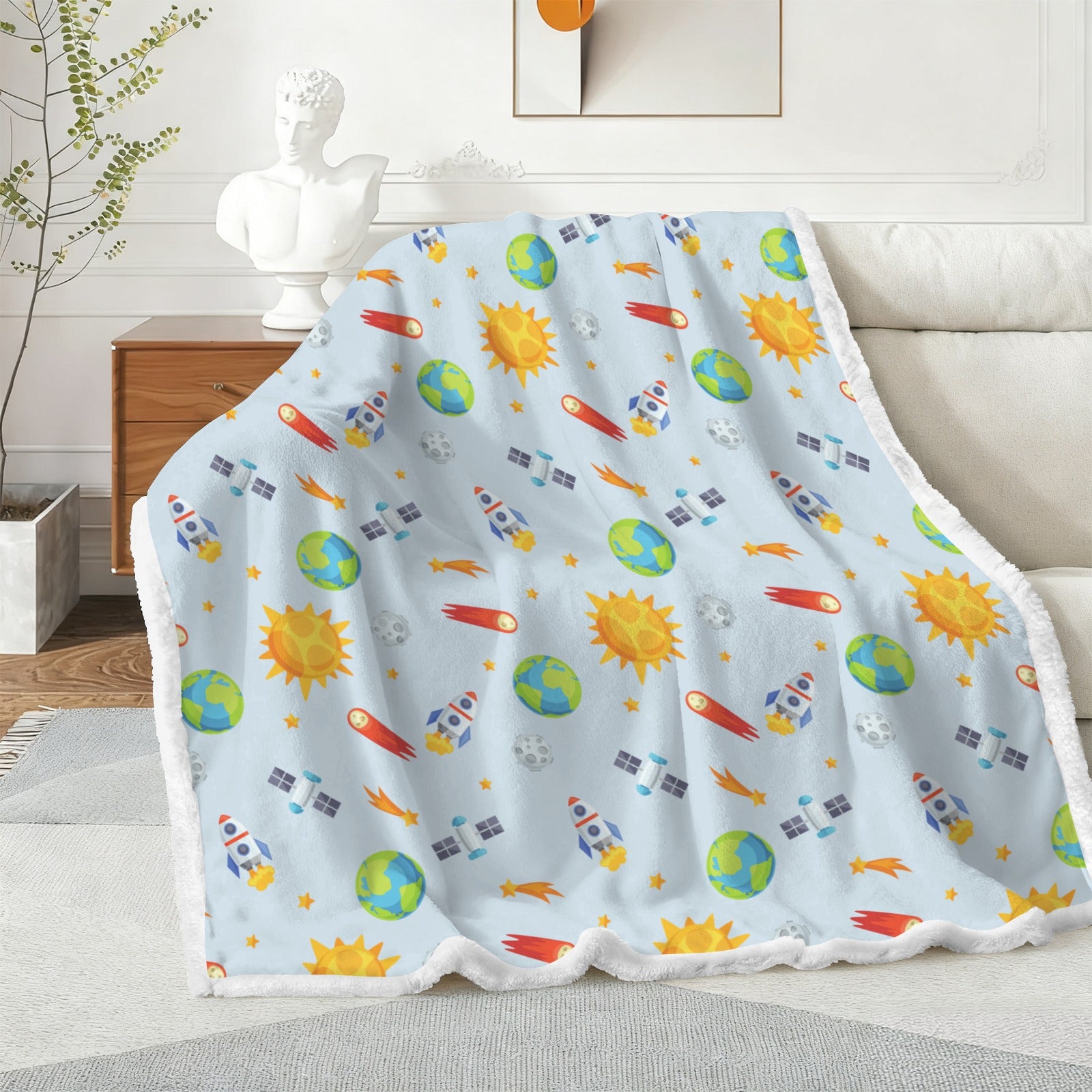 Busy Space - Double-Layer Fleece Blanket 51"x59"