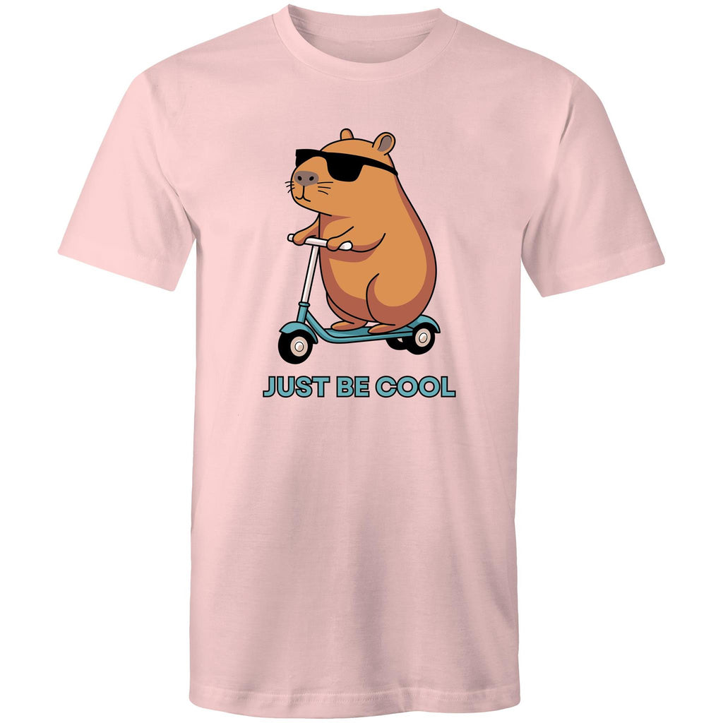 Just Be Cool, Capybara - Mens T-Shirt Pink Mens T-shirt animal Printed In Australia