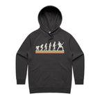 Guitar Player Evolution - Womens Hoodie Coal Womens Hoodie Music Printed In Australia