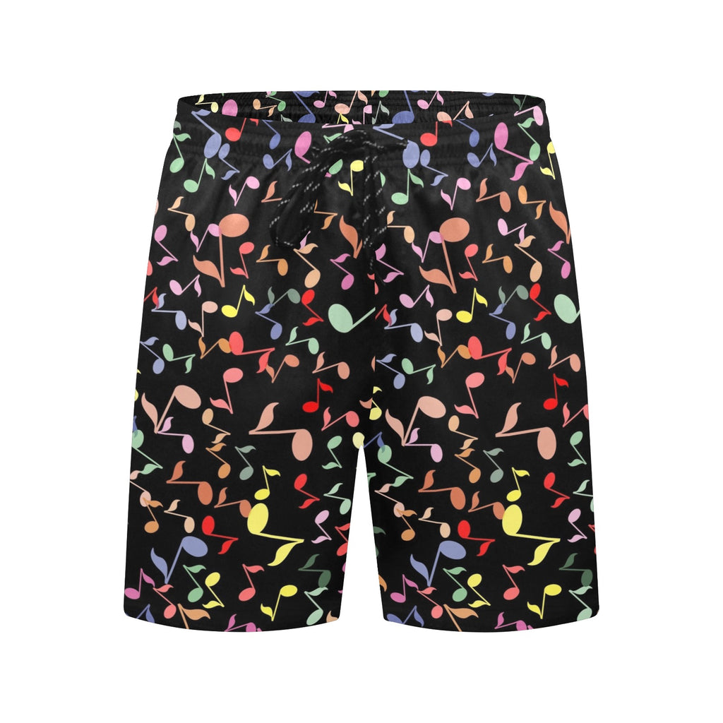 Quavers, Music Notes Men's Mid-Length Beach Shorts Men's Mid-Length Beach Shorts Music Printed Offshore