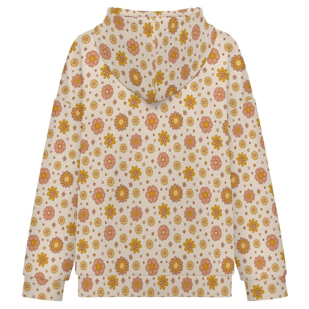 Orange Flowers Women's Full-Zip Hoodie